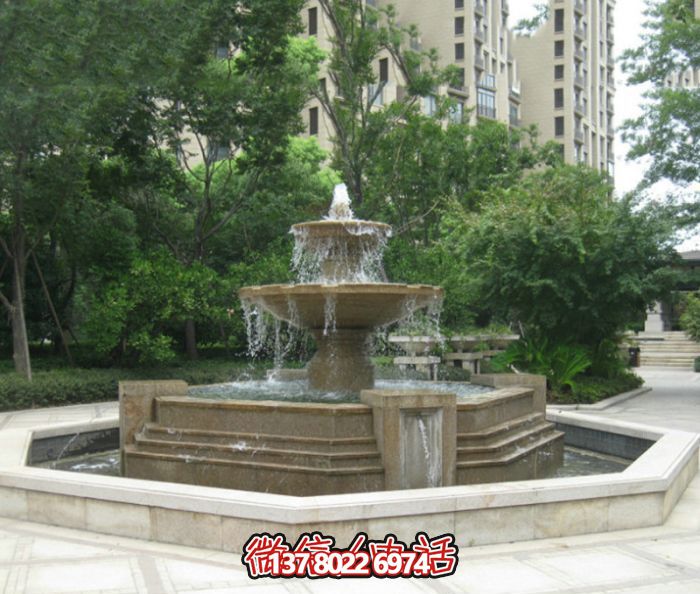 精美石雕大型噴泉，美化小區(qū)廣場景觀
