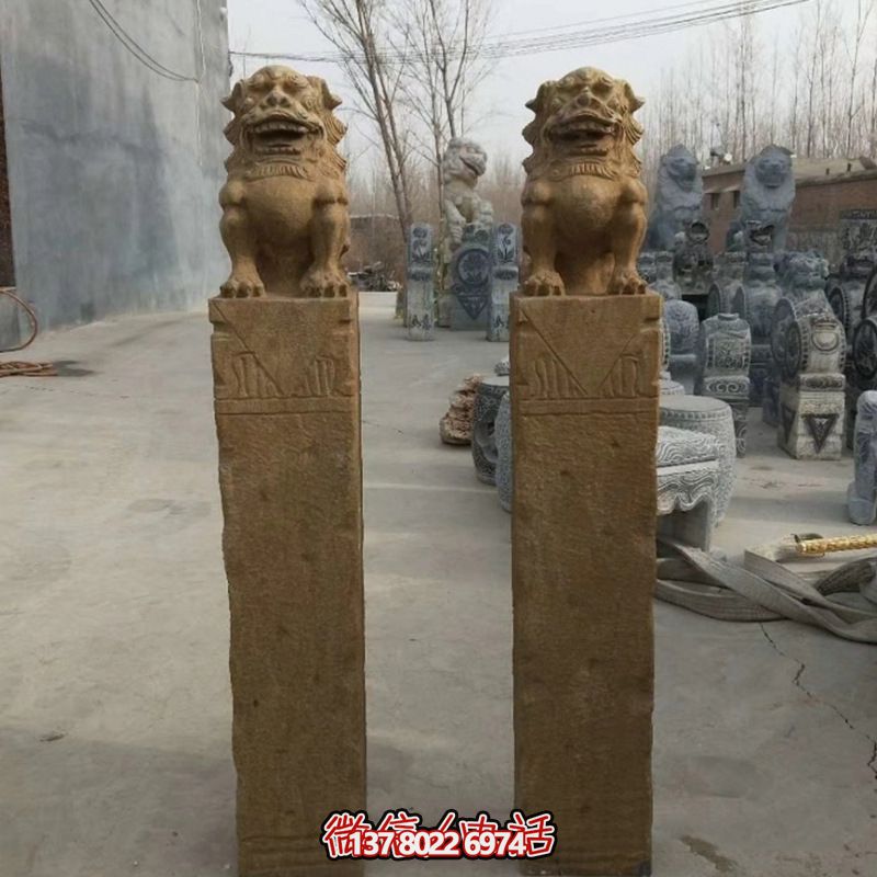 砂巖拴馬柱擺件，為你的寺廟門口增添優(yōu)雅氣息