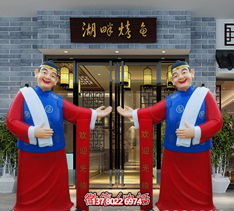 玻璃鋼精美彩繪迎賓雕塑，為您的酒店門口增添藝術氣息