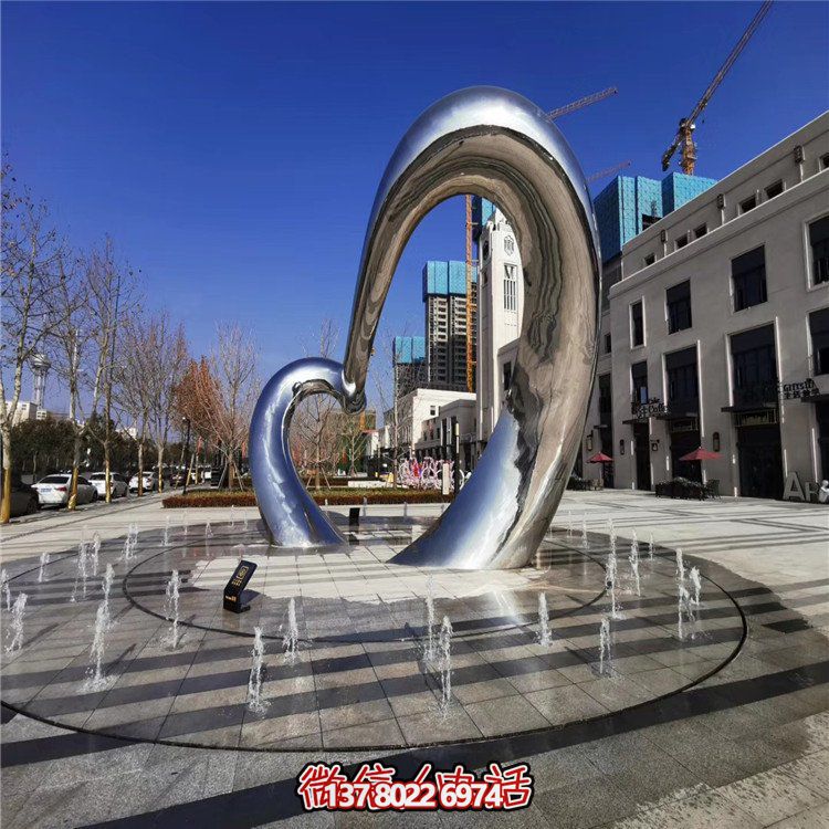 不銹鋼圓形雕塑精致工藝，拋光鏡面，抽象藝術(shù)