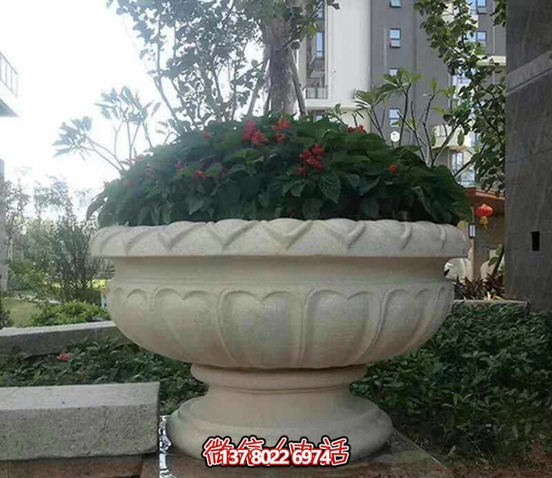 精美巨型大理石石雕花盆雕塑，讓你的別墅街道更加精彩