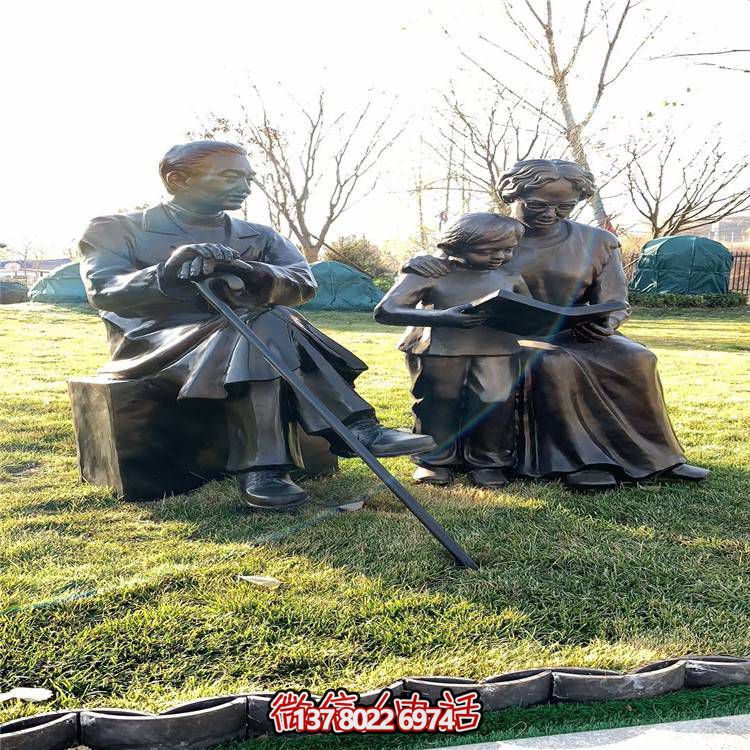 仿銅民俗人物雕塑，玻璃鋼裝飾公園戶外