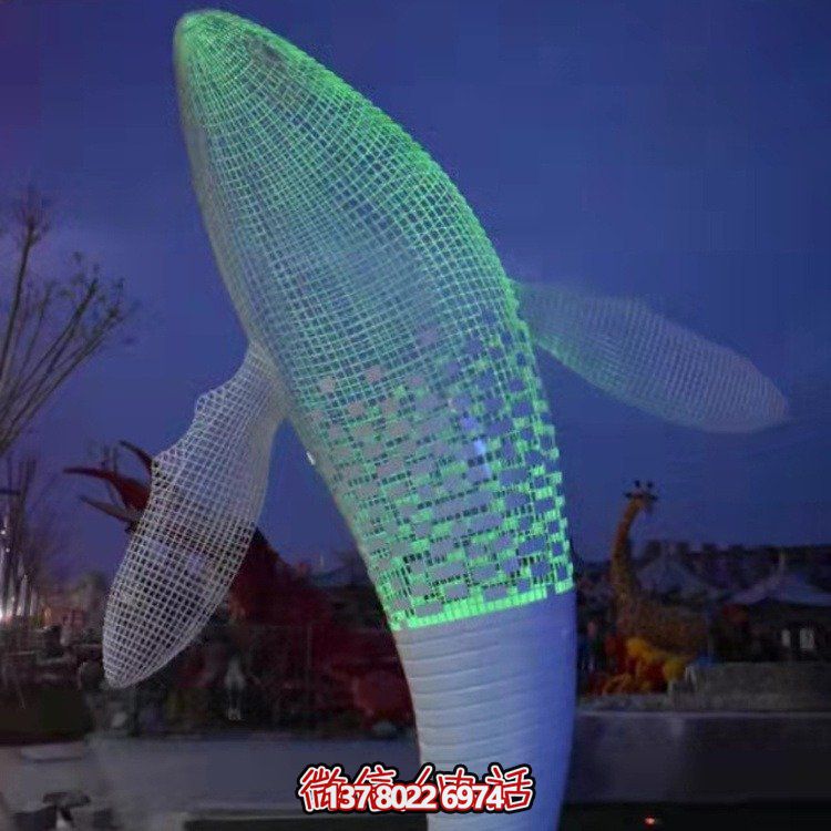 不銹鋼鯨魚(yú)雕塑景觀，營(yíng)造完美空間氛圍