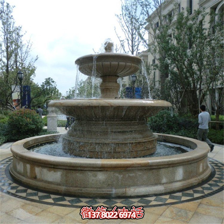 歐式雙層大理石流水噴泉，為小區(qū)增添高貴氣質