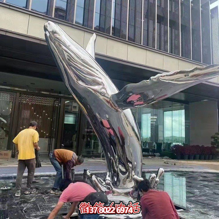 大型不銹鋼鏤空魚類擺件，為戶外水景商場售樓部裝飾