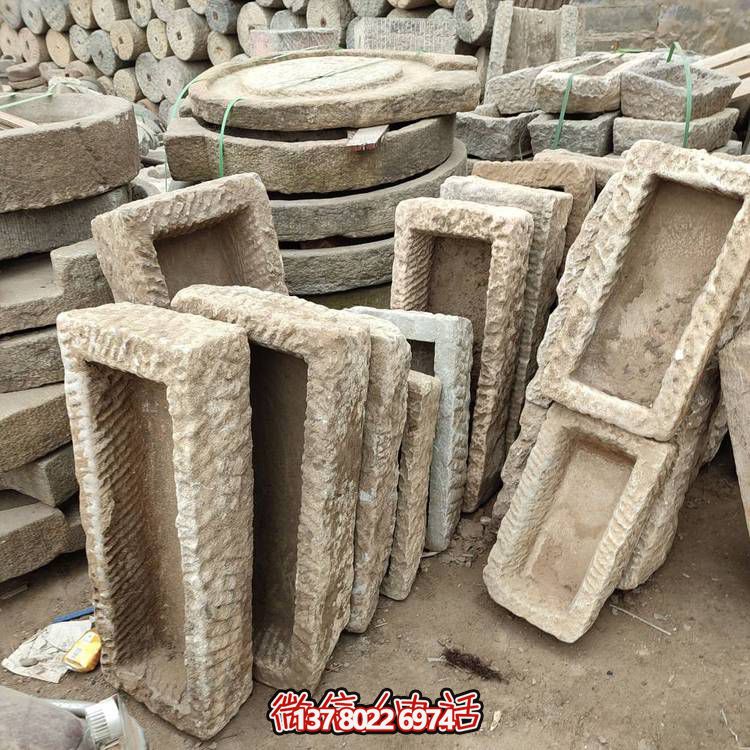 經(jīng)典石雕老石槽，點綴青石園林景觀
