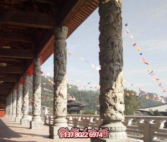 傳承古典藝術，精美石雕龍柱漢白玉浮雕