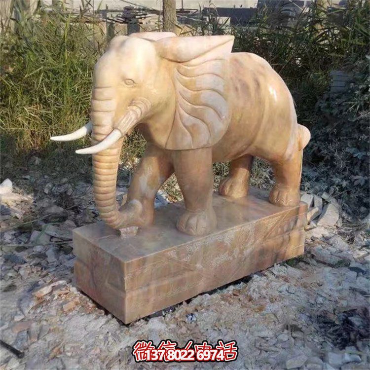 自然石材雕塑，吉祥大象守護(hù)家門