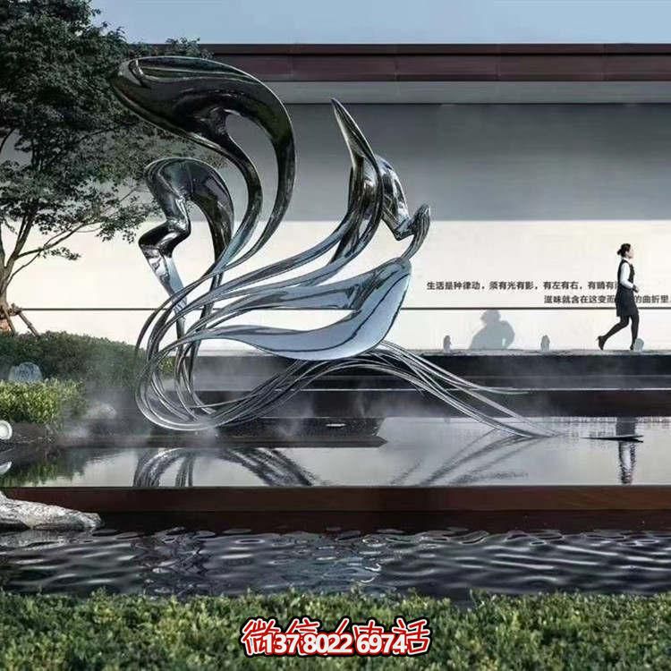 大型不銹鋼抽象雕塑，現(xiàn)代水景景觀創(chuàng)意裝飾