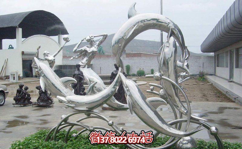 一群活躍海豚，為游樂園帶來更多樂趣——不銹鋼海豚雕塑