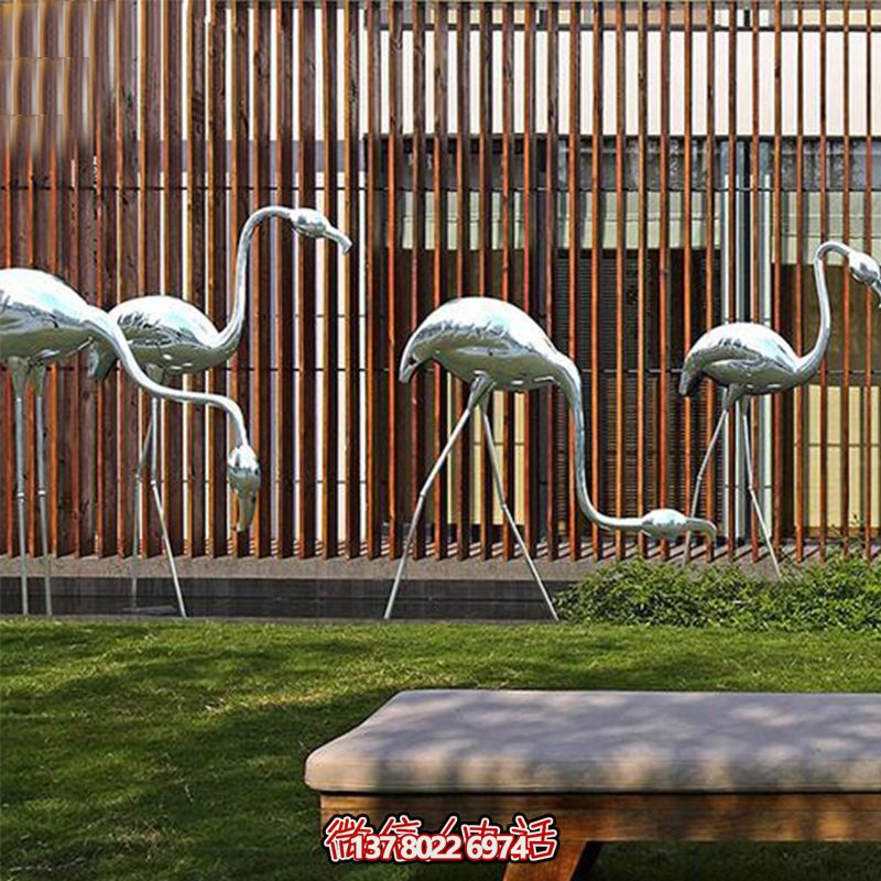 公園休閑裝飾，精美不銹鋼雕塑火烈鳥