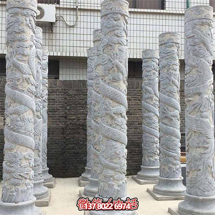 大理石石雕龍柱雕塑，美化戶外景觀