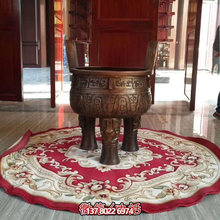 純銅鼎仿古香爐擺件，圓潤家居裝飾
