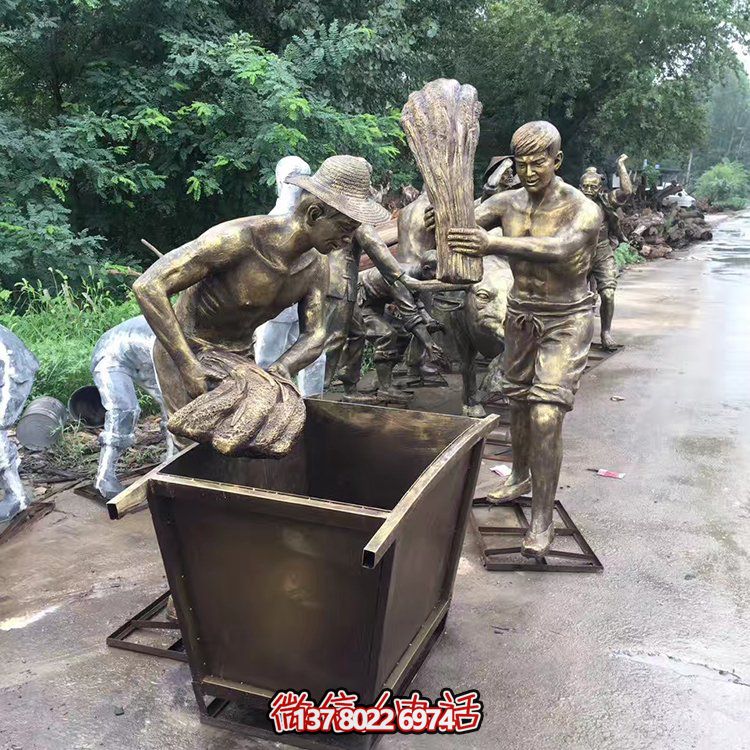 中國(guó)民俗——打麥子、勞動(dòng)、人物雕塑