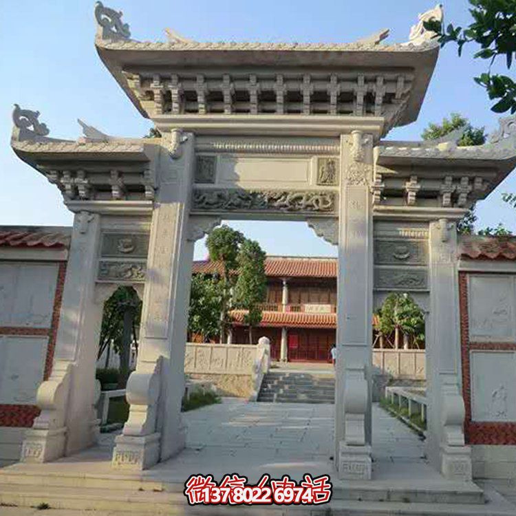 精美大理石石雕景區(qū)園林，大型門樓牌坊雕塑
