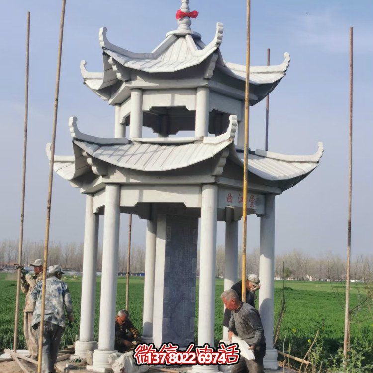 雙層大理石石雕涼亭，點綴家園，打造美麗園林景觀