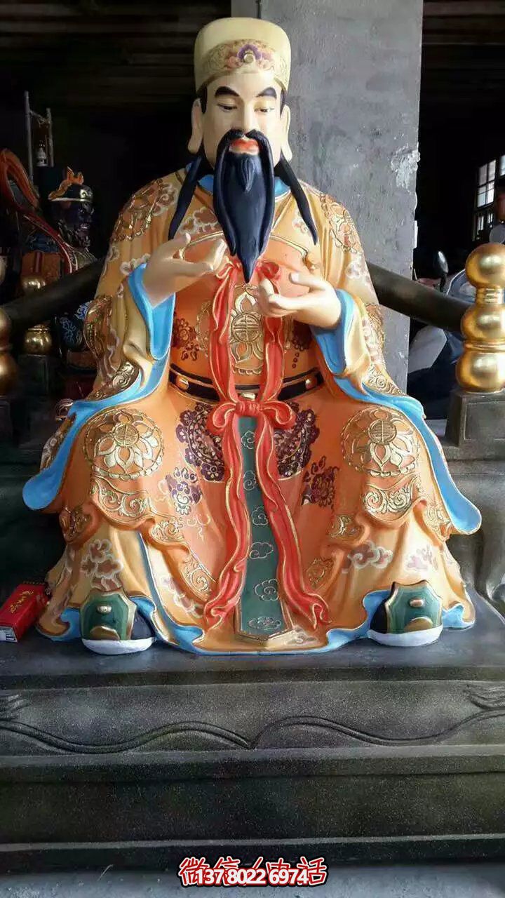 精美供奉財神雕塑，玻璃鋼彩繪絢麗奪目