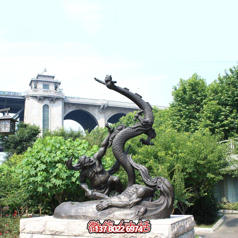 仿銅雕塑大禹治水，裝飾公園廣場