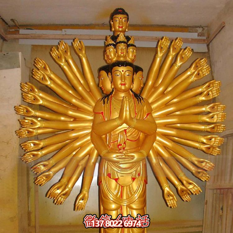 鎏金千手觀音大型雕塑，精美絕倫，醉人心魄