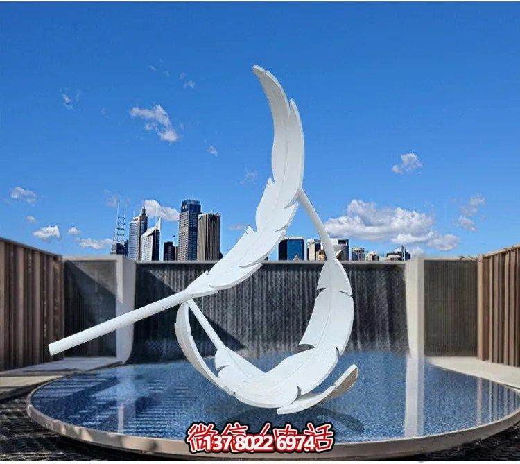 大型不銹鋼鏡面羽毛雕塑，創(chuàng)意園林景觀裝置