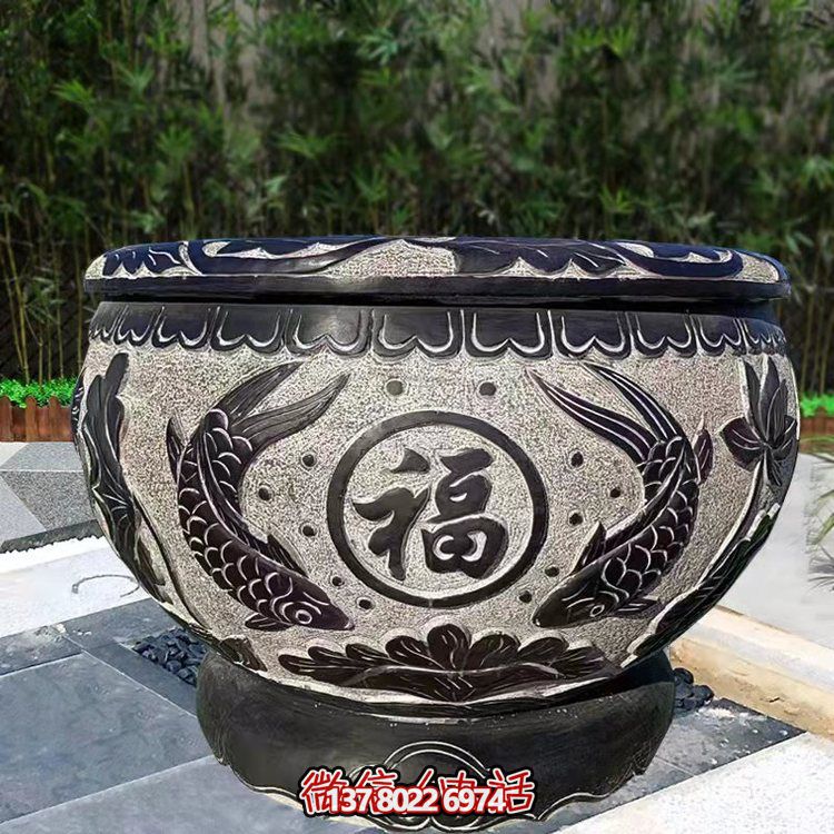 精美青石石雕缸，打造現(xiàn)代園林景觀