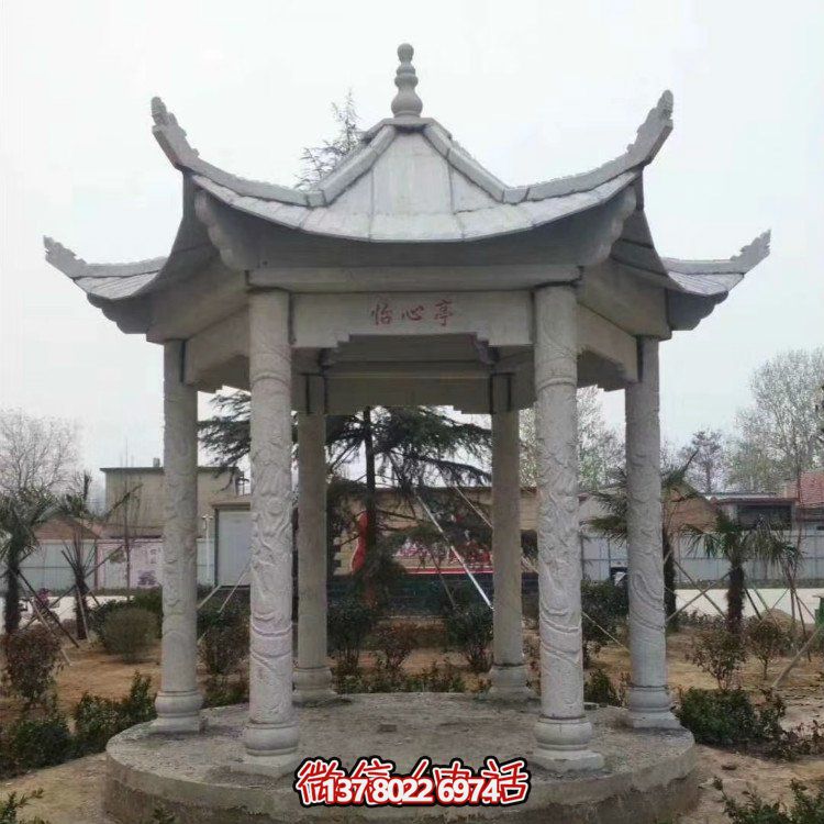 青石仿古石雕涼亭，營(yíng)造寧?kù)o田園風(fēng)情