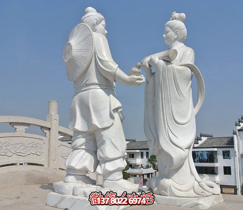 古代牛郎織女石雕，擺放于花園廣場(chǎng)，帶來(lái)漢白玉般的浪漫氣息