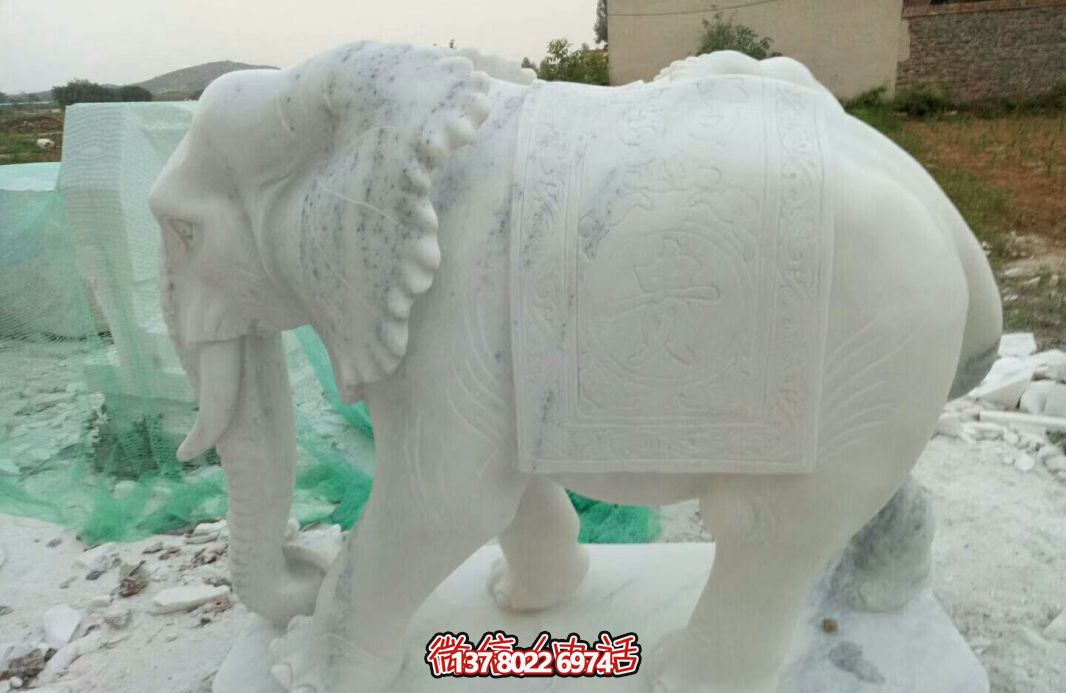 經(jīng)典漢白玉大象雕塑，戶外空間創(chuàng)意裝飾
