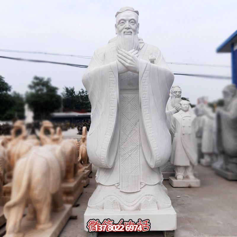 漢白玉孔子雕塑傳承中華文化，融入創(chuàng)意景區(qū)