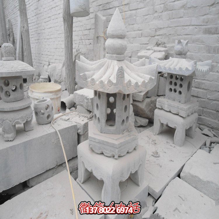 精美石燈鏤空大理石裝飾擺件，點(diǎn)亮你的漢白玉庭院