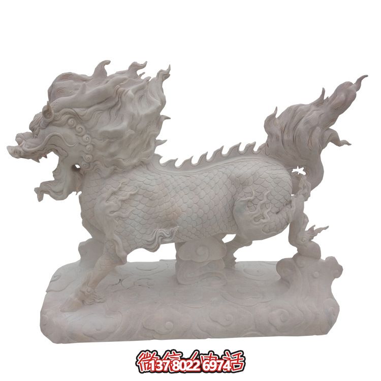 傳承漢白玉石雕麒麟雕塑，美化景區(qū)戶外環(huán)境