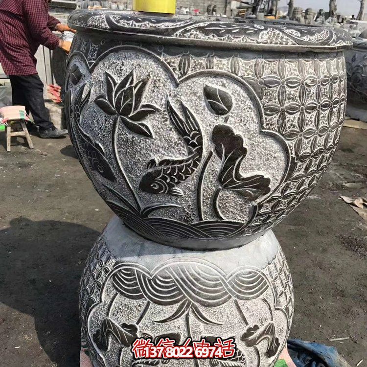 古典中式仿古石雕花盆，為您的庭院增添古風(fēng)雅致