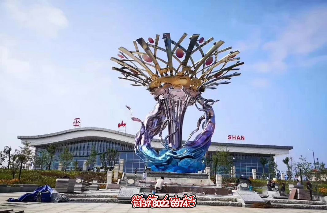 玻璃鋼美人魚雕塑，給廣場(chǎng)帶來彩繪跳舞美景