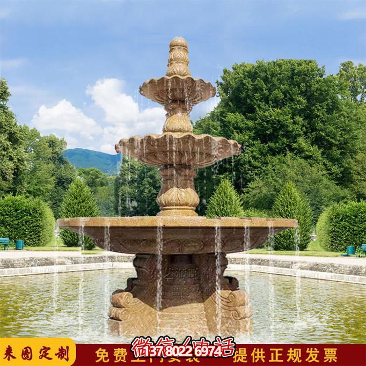 流水紅晚霞，石雕戶外景區(qū)擺件