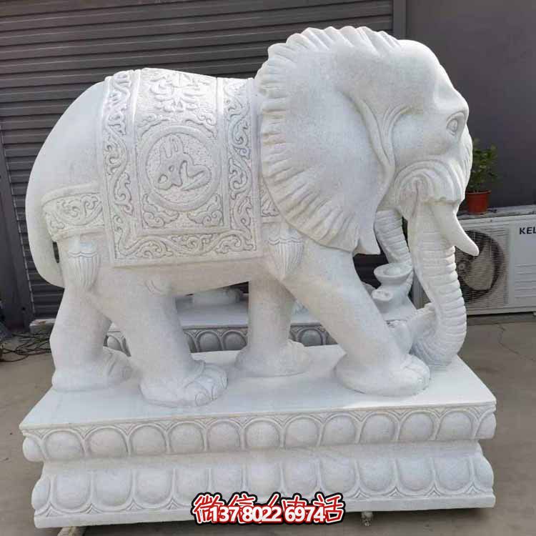 漢白玉雕塑藝術(shù)，景觀裝置招財大象