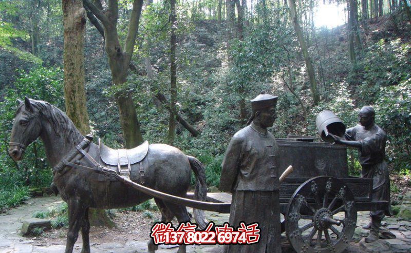 仿古青銅馬車雕塑，為景區(qū)商業(yè)街增添古典風情