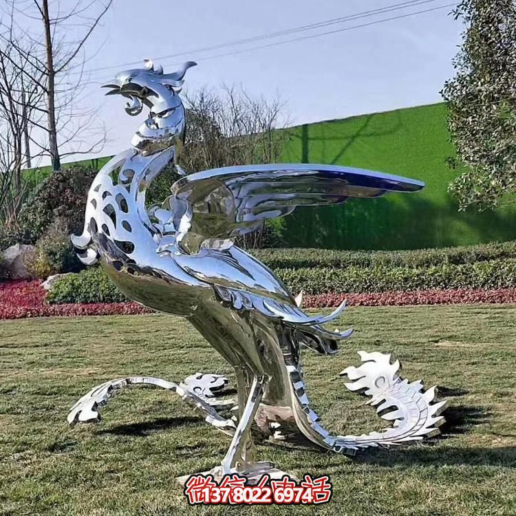 精美不銹鋼鳳凰雕塑，裝飾您的室外景觀