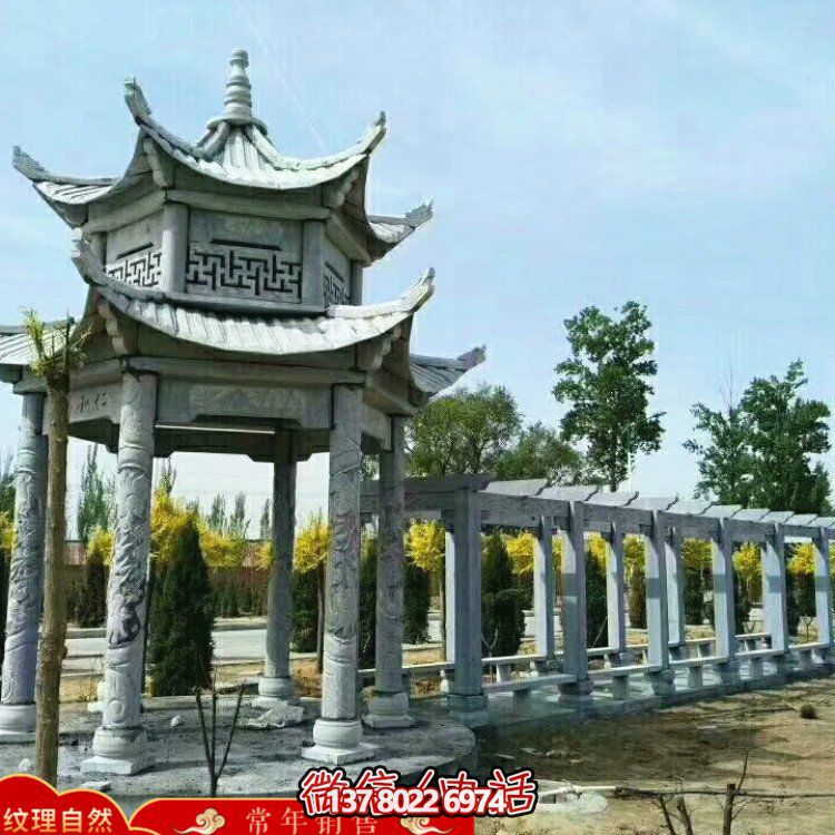 甄選優(yōu)質(zhì)大理石雙層涼亭，精美絕倫的雕塑美景