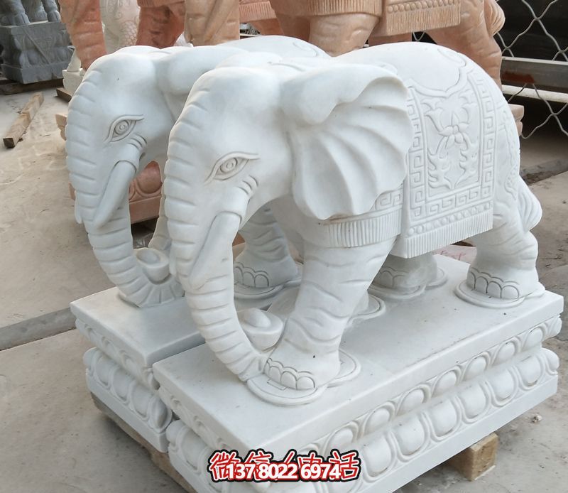 漢白玉雕塑，招財大象，令您鎮(zhèn)宅景區(qū)庭院更加迷人