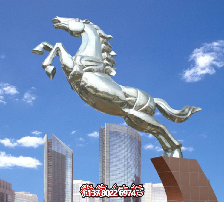 不銹鋼馬兒雕塑，鏡面騰空的馬兒雕塑，企業(yè)精神標(biāo)識(shí)標(biāo)志