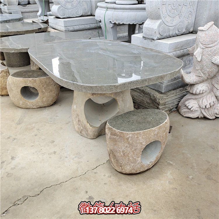 庭院花園戶(hù)外天然大理石家用石桌石凳