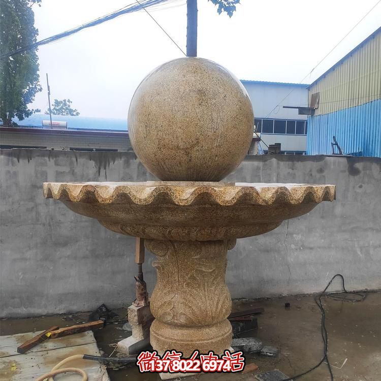 大理石石雕戶(hù)外園林景觀風(fēng)水球噴泉雕塑