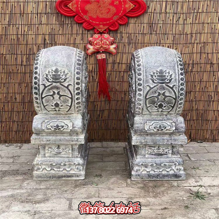 青石仿古抱鼓石，大理石古建大門門墩